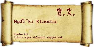 Nyéki Klaudia névjegykártya